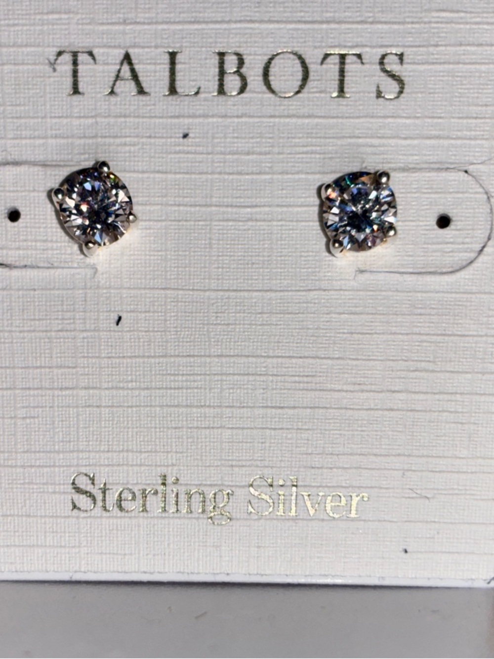 Talbots Sterling Silver Clear Sparkling Stud Earrings
